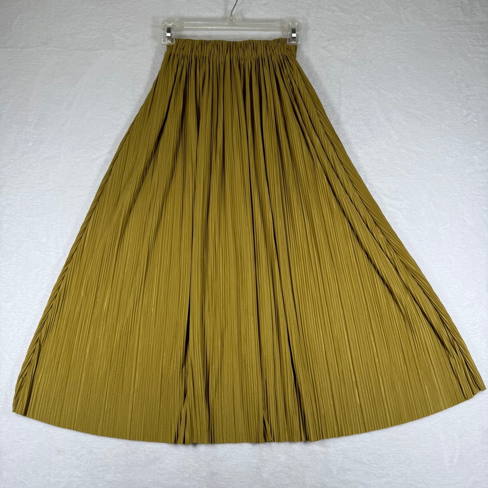 Samsoe Samsoe Uma Skirt Ecru Olive Pleated Midi‎ Skirt XS Recycled Polyester